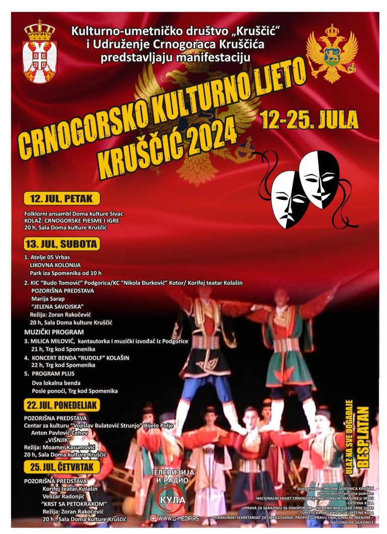 „Crnogorsko kulturno ljeto Kruščić 2024“ od 12. do 25. jula 