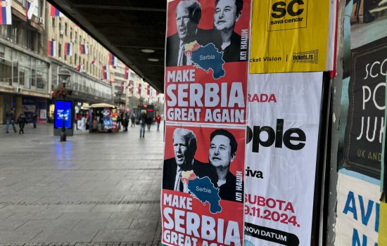 BEOGRAD – Plakat Trampa, Maska i Velike Srbije!